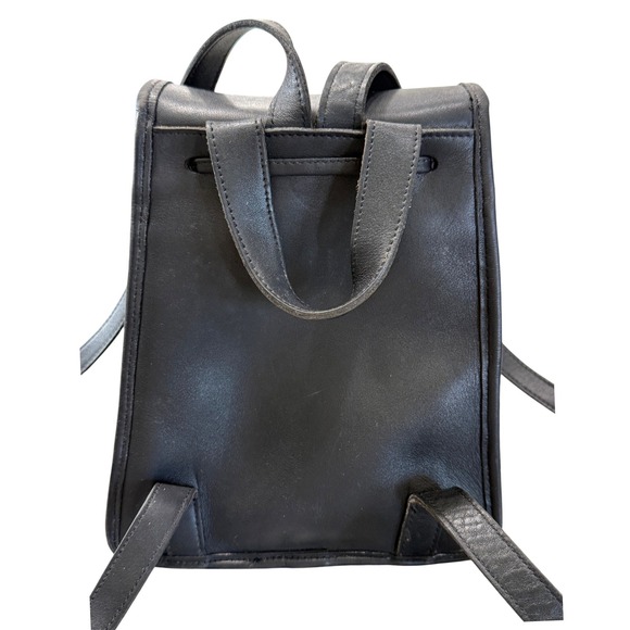 Vintage Coach Small Daypack Black Leather Drawstring Backpack Bag Nickel 9960 main image 11
